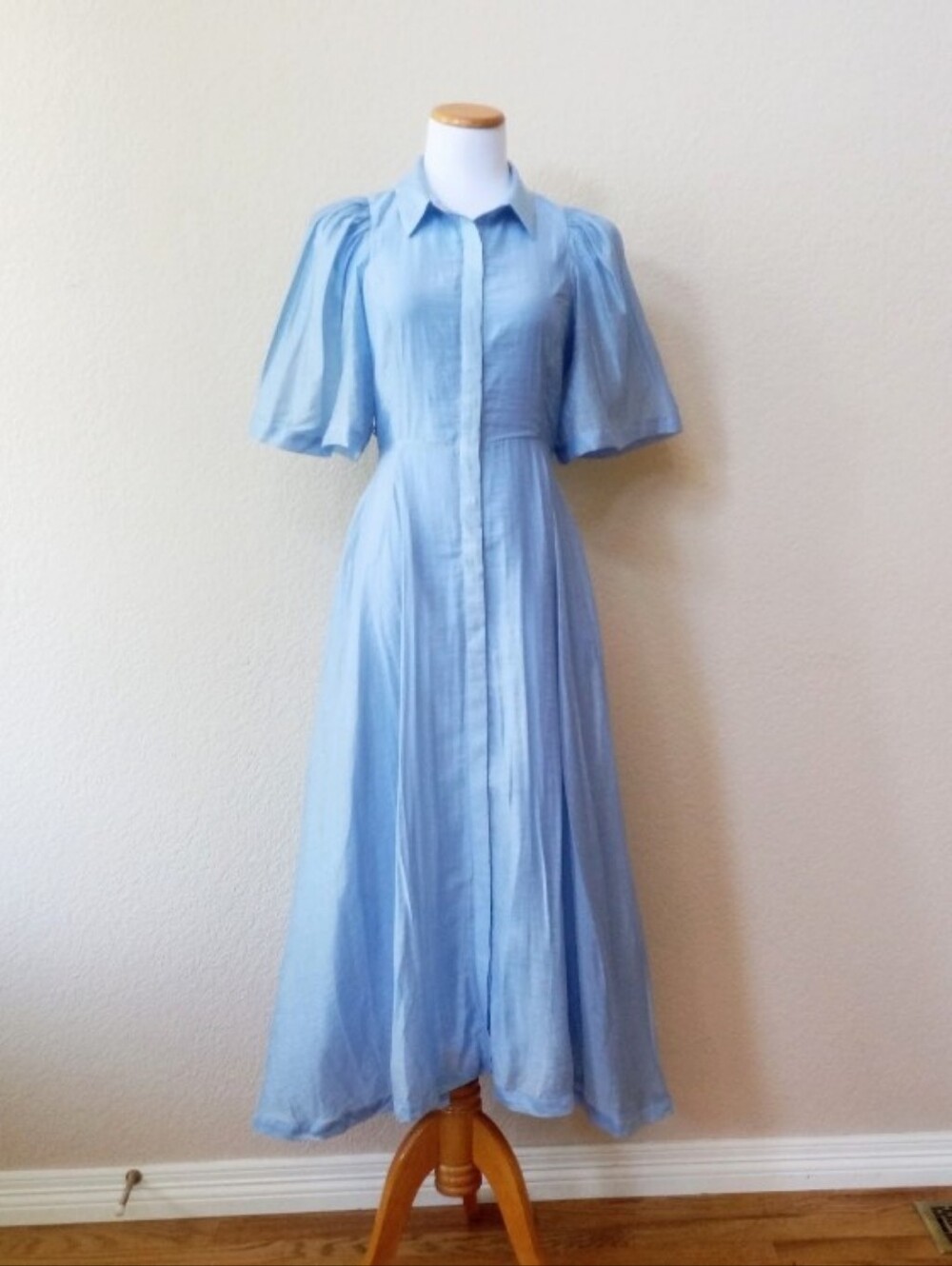 Hyacinth House Cindy powder blue A-line midi shirt dress *missing belt - Picture 2 of 9